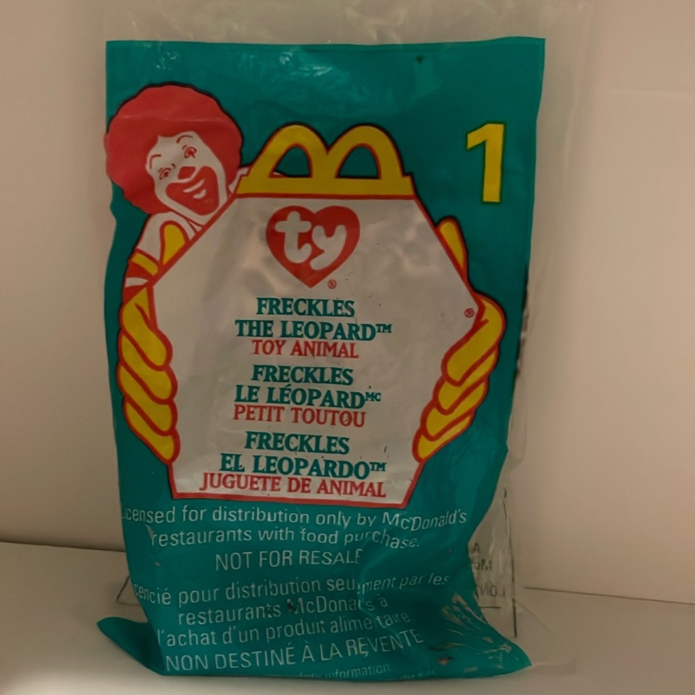 ‘Freckles The Leopard’. McDonald’s Teanie Beanie Baby #1